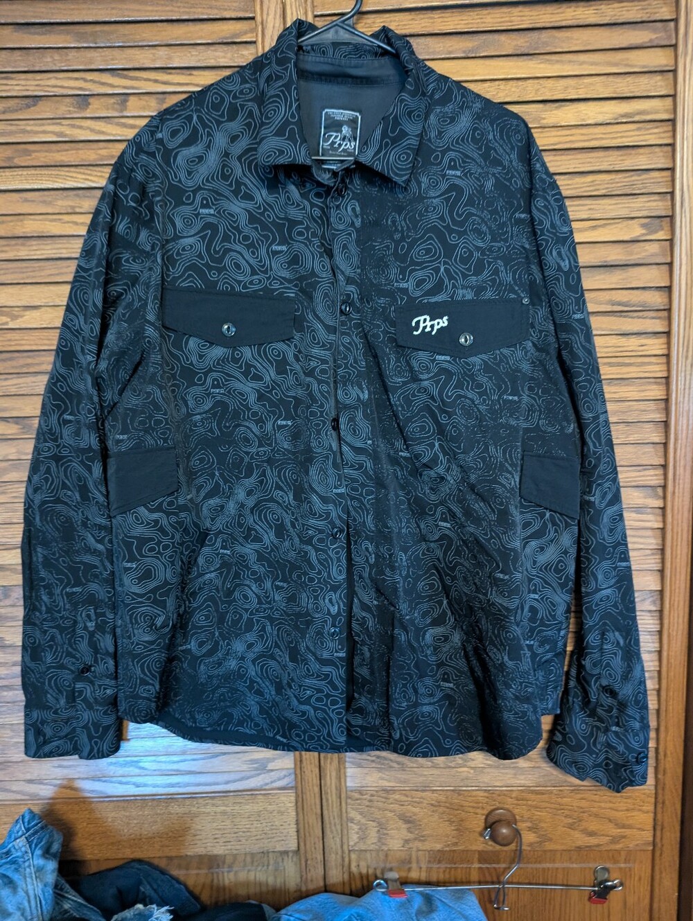 PRPS Men's Black Graphic Button Down Shirt‎ Size XL